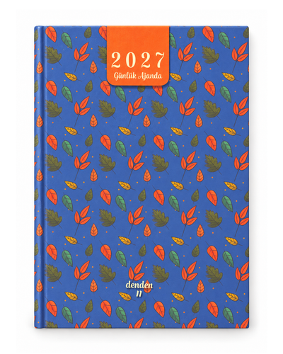 DENDEN 2027 GÜNLÜK AJANDA YAPRAKLAR MAVİ 17X24