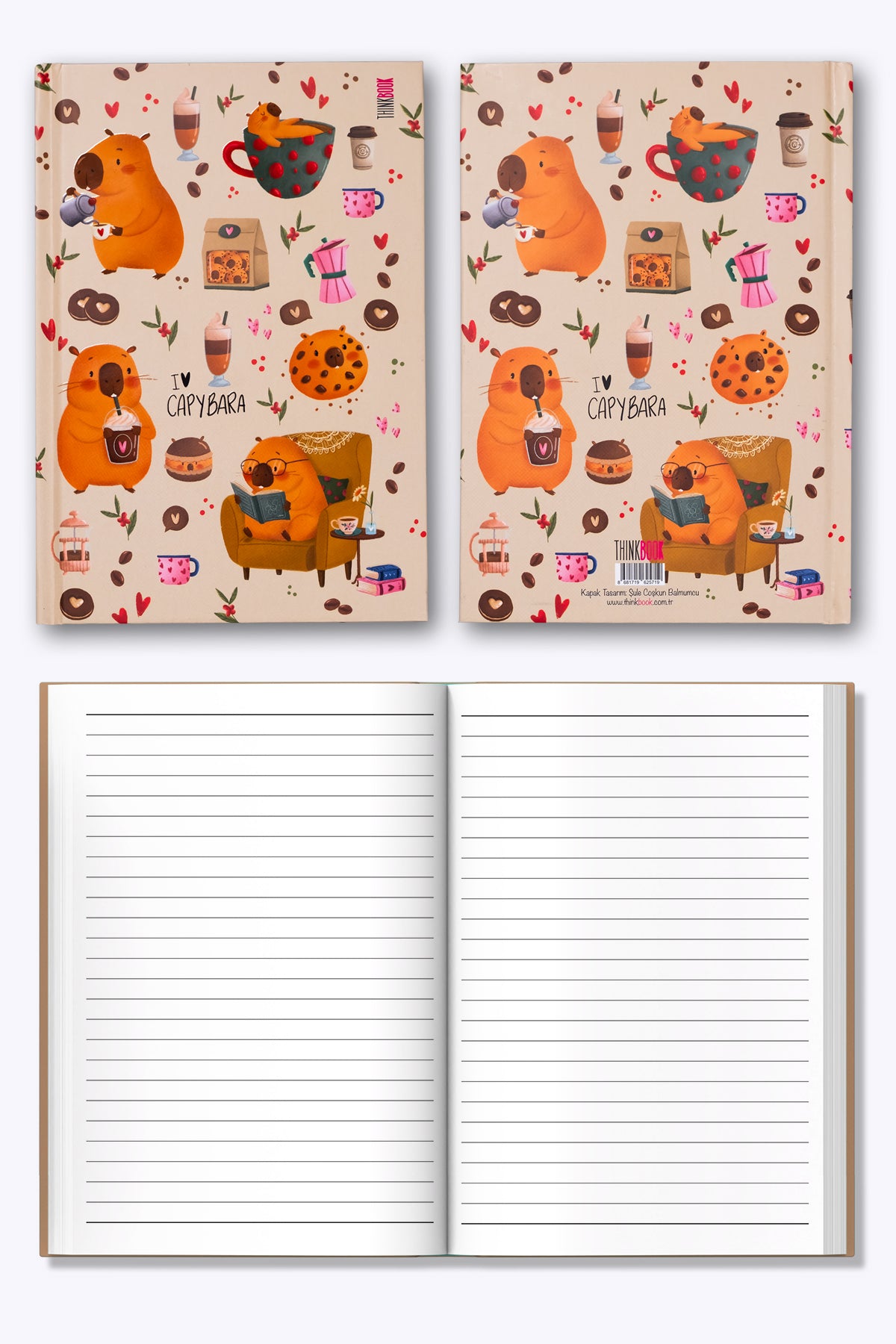 Thinkbook Capybara Kurabiye Sert Kapaklı Defter 14x20 - görünüm 3 / 4