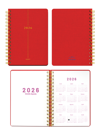 Melimelek 2026 Kırmızı Günlük Ajanda (Bez Ciltli) - Ceyda Düvenci