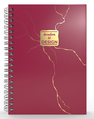 Denden Mermer Kırmızı  Spiralli Defter, 17x24 cm