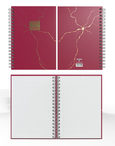 Denden Mermer Kırmızı  Spiralli Defter, 17x24 cm