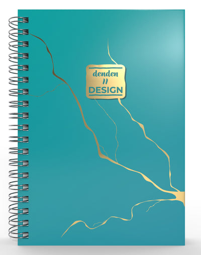 Denden Mermer Turkuaz  Spiralli Defter, 17x24 cm