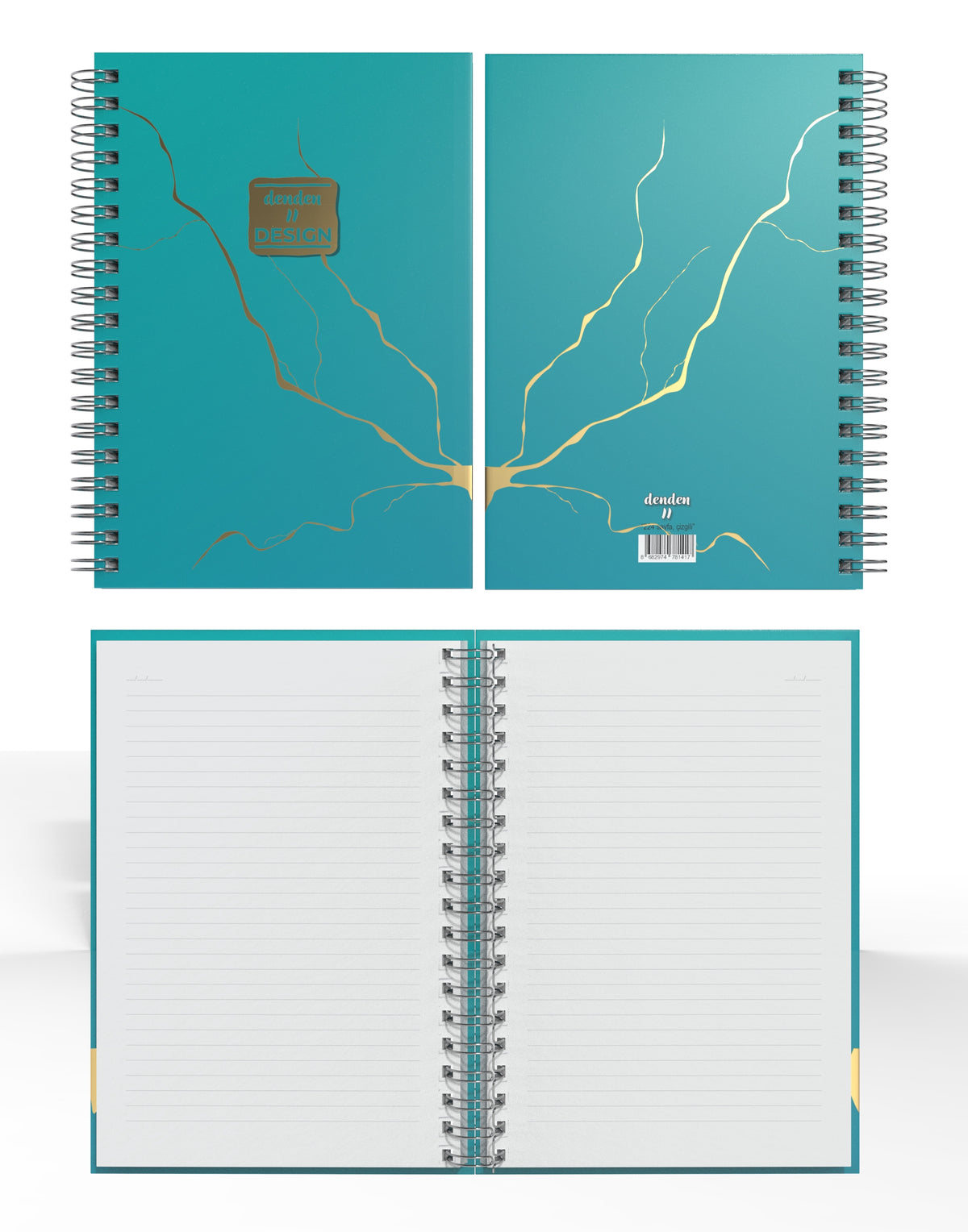 Denden Mermer Turkuaz  Spiralli Defter, 17x24 cm - görünüm 2 / 5