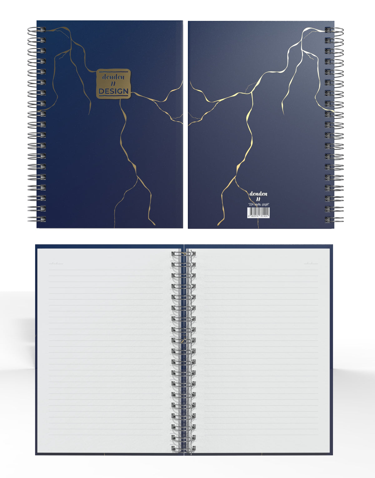 Denden Mermer Lacivert  Spiralli Defter, 17x24 cm - görünüm 2 / 5