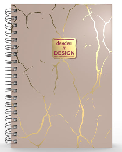Denden Mermer Bej  Spiralli Defter, 17x24 cm
