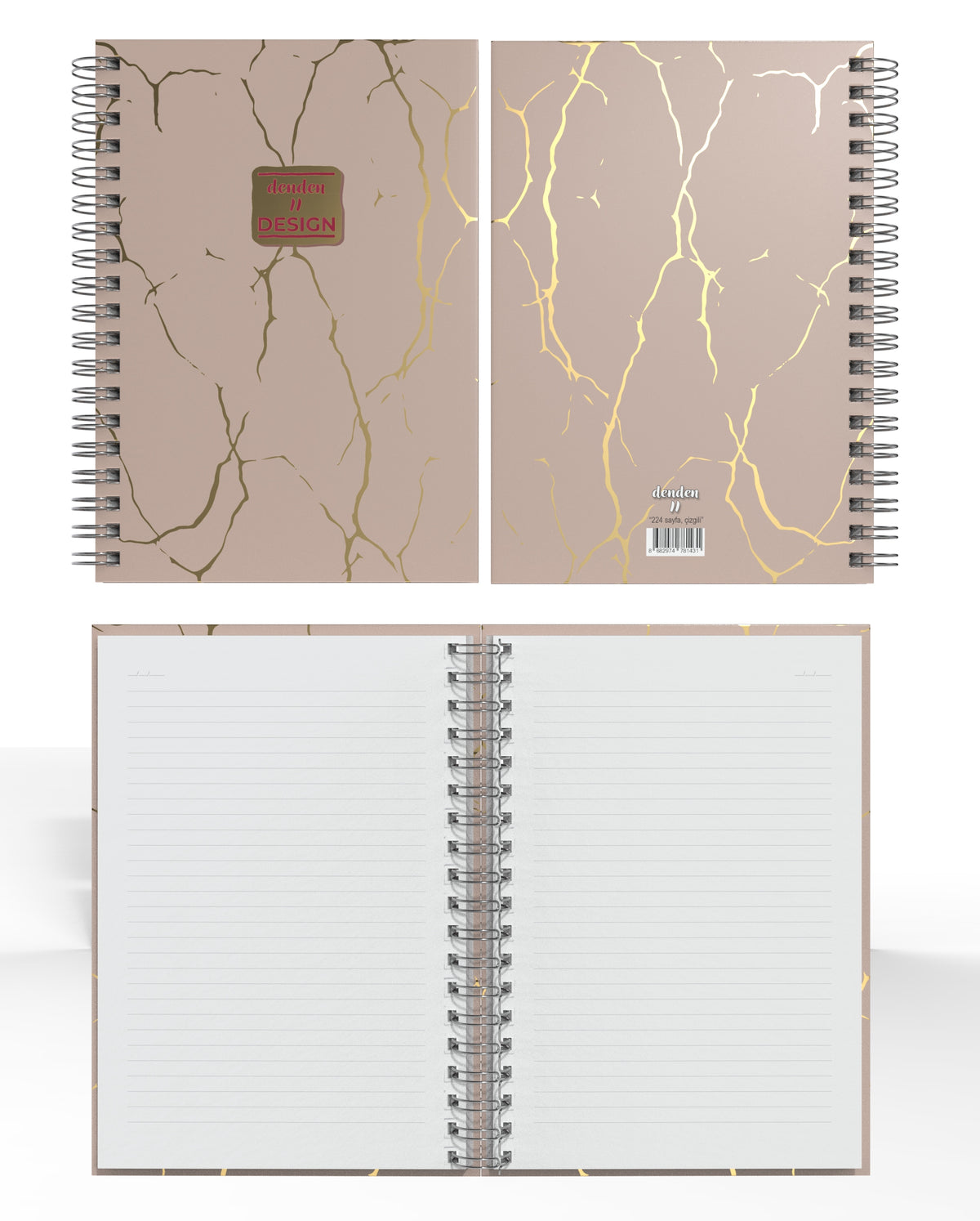 Denden Mermer Bej  Spiralli Defter, 17x24 cm - görünüm 2 / 5