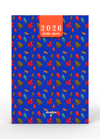 Denden 2026 Günlük Ajanda Yapraklar Mavi