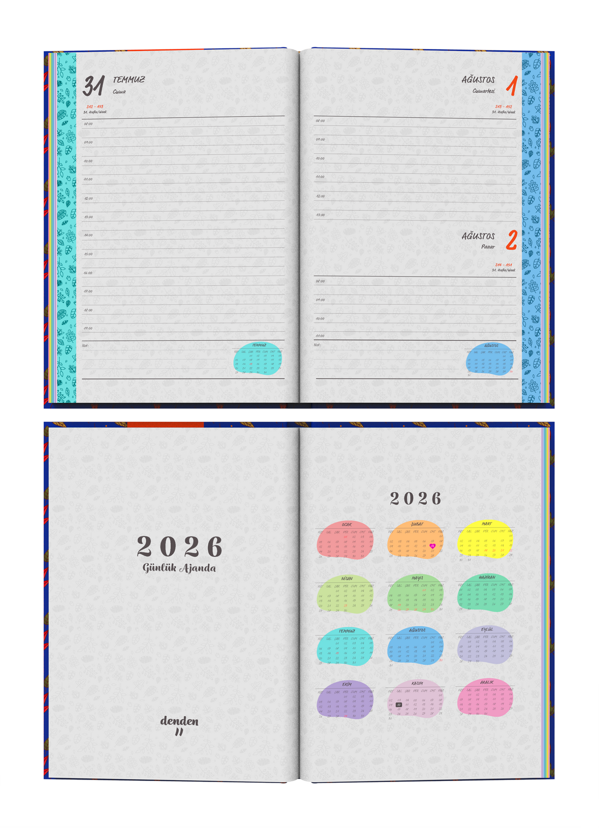 Denden 2026 Günlük Ajanda Yapraklar Mavi - görünüm 3 / 6