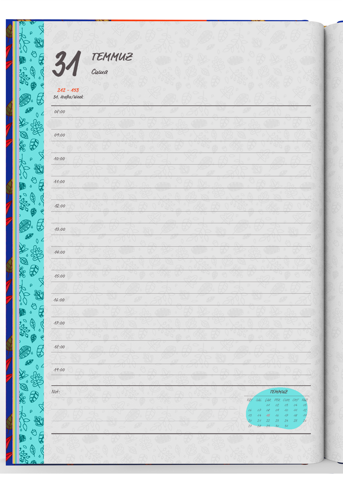Denden 2026 Günlük Ajanda Yapraklar Mavi - görünüm 4 / 6