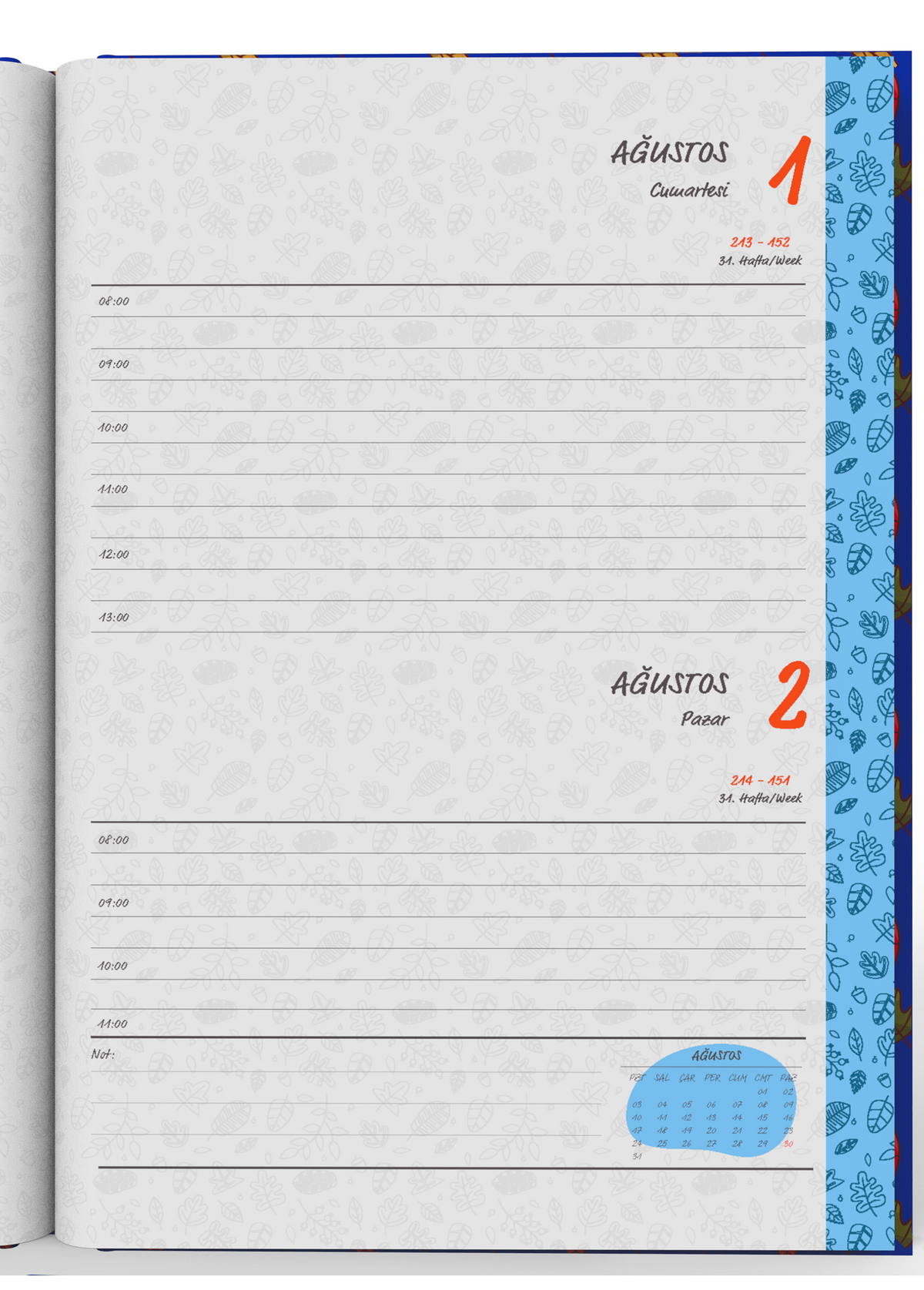 Denden 2026 Günlük Ajanda Yapraklar Mavi - görünüm 5 / 6