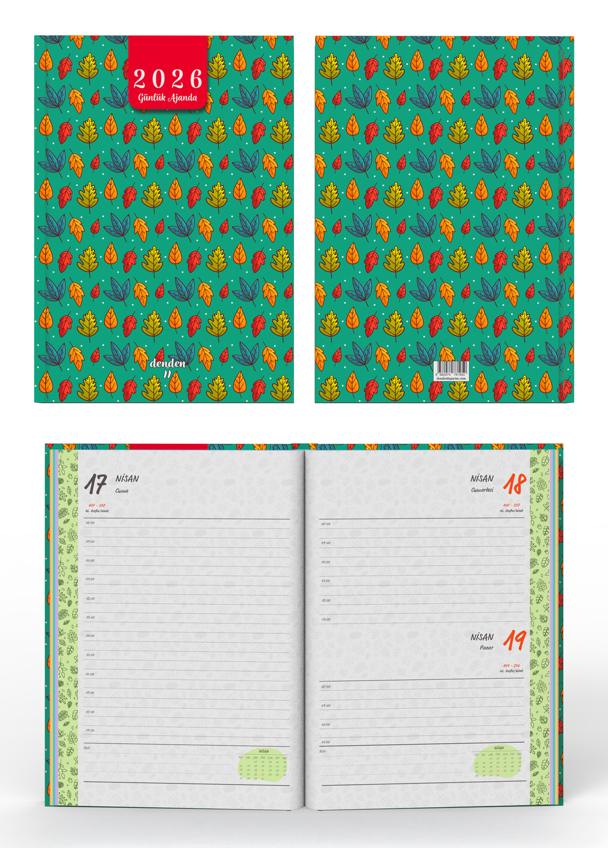 Denden 2026 Günlük Ajanda Yapraklar Yeşil - görünüm 2 / 6