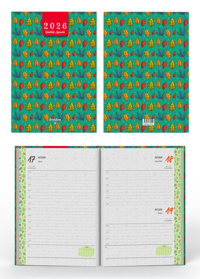 Denden 2026 Günlük Ajanda Yapraklar Yeşil