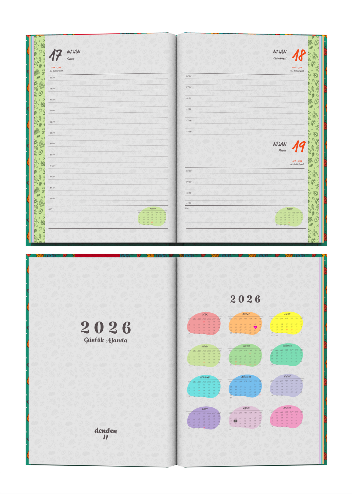 Denden 2026 Günlük Ajanda Yapraklar Yeşil - görünüm 3 / 6