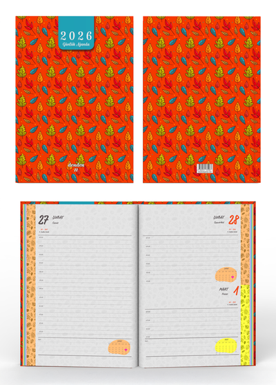 Denden 2026 Günlük Ajanda Yapraklar Turuncu