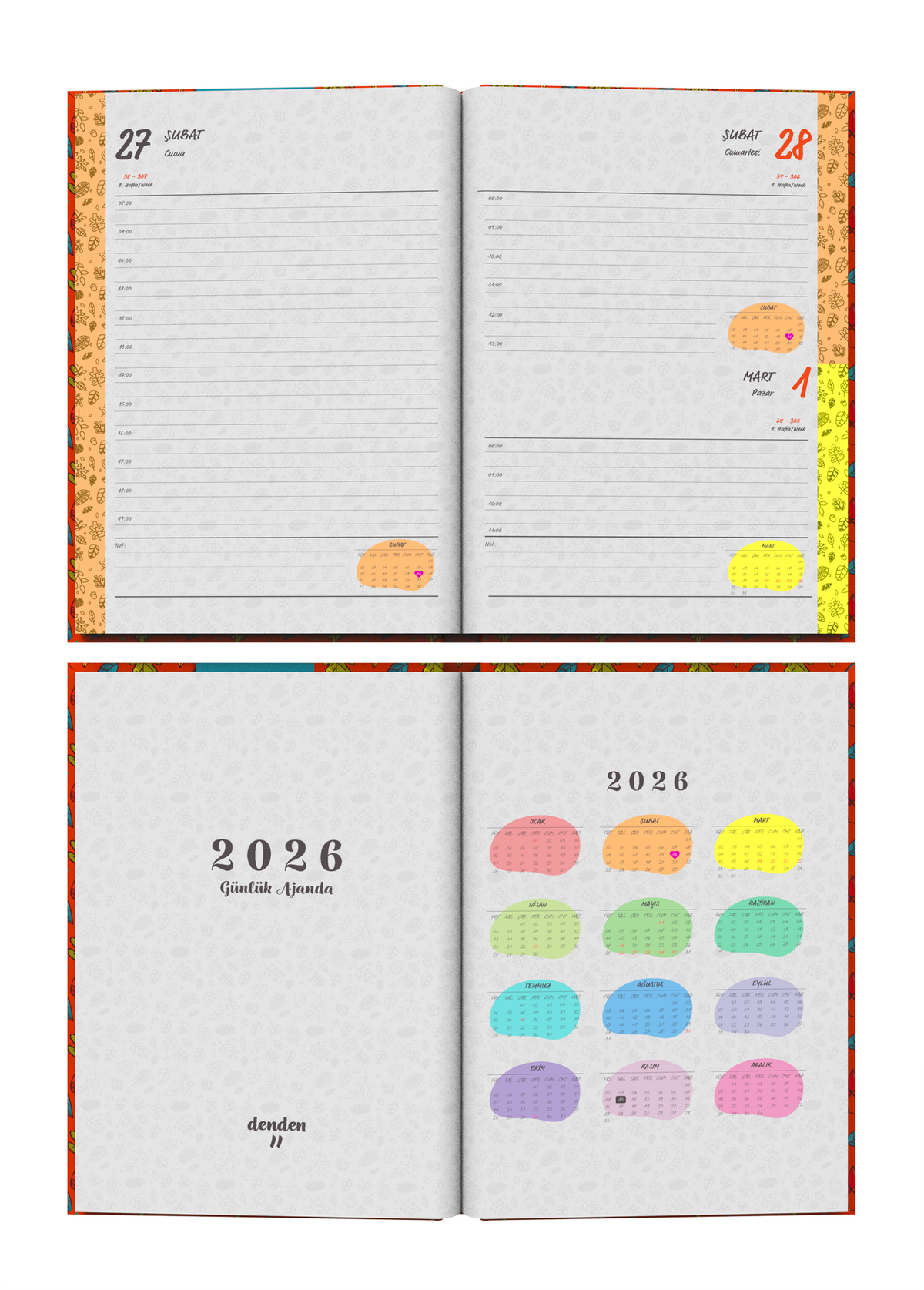 Denden 2026 Günlük Ajanda Yapraklar Turuncu - görünüm 3 / 6