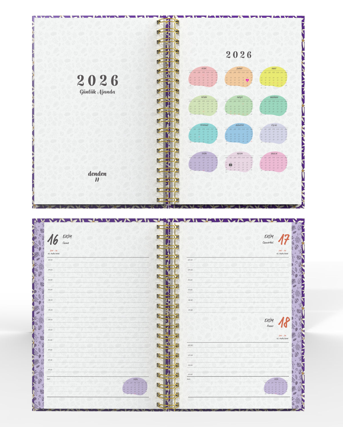 Denden Spiralli 2026 Günlük Ajanda Flowers 1 - görünüm 3 / 6