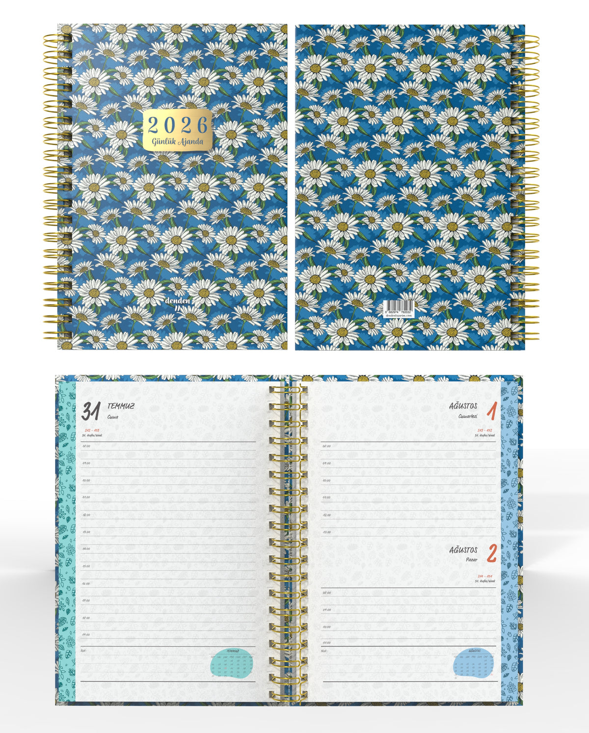 Denden Spiralli 2026 Günlük Ajanda Flowers 2 - görünüm 2 / 6