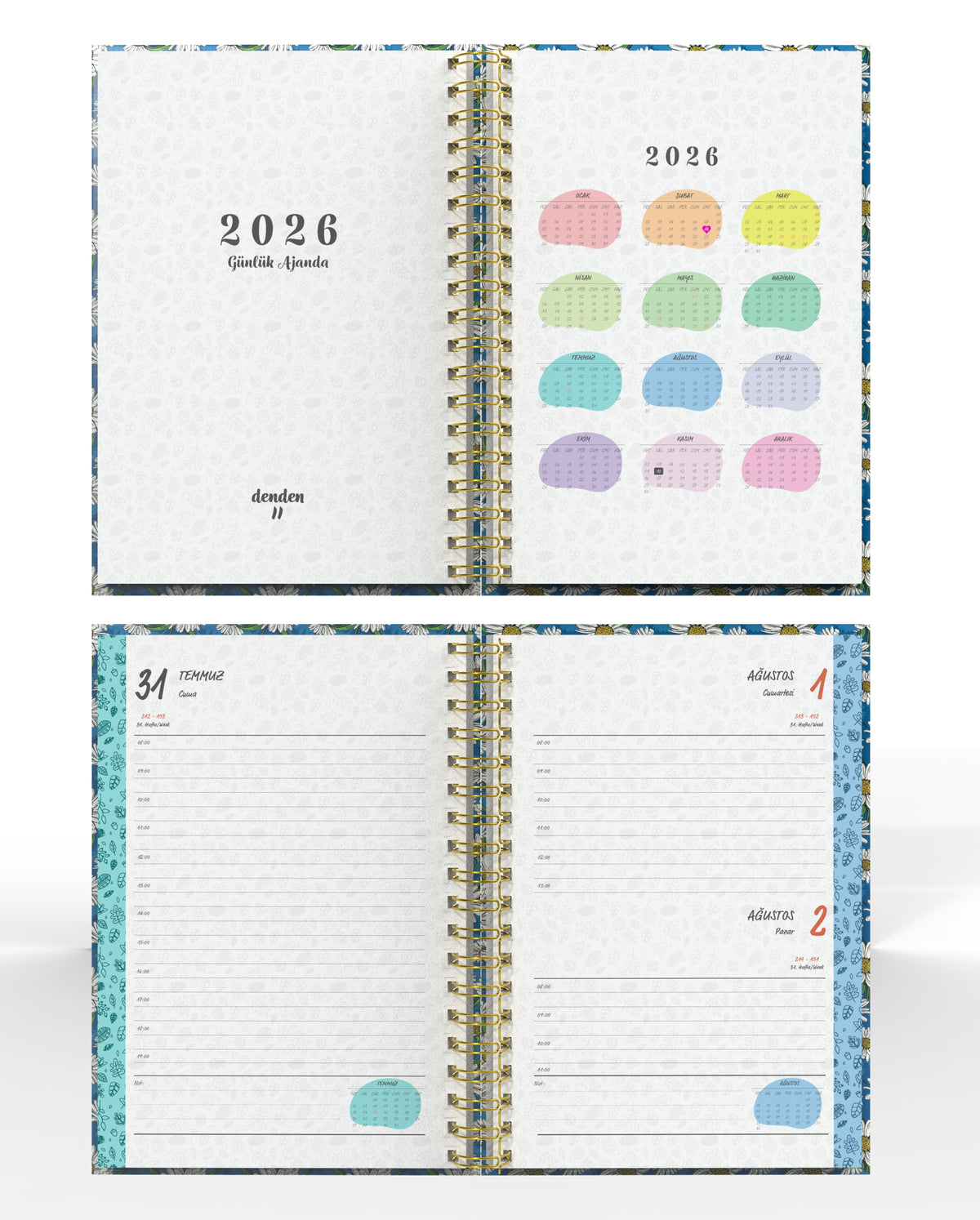 Denden Spiralli 2026 Günlük Ajanda Flowers 2 - görünüm 3 / 6
