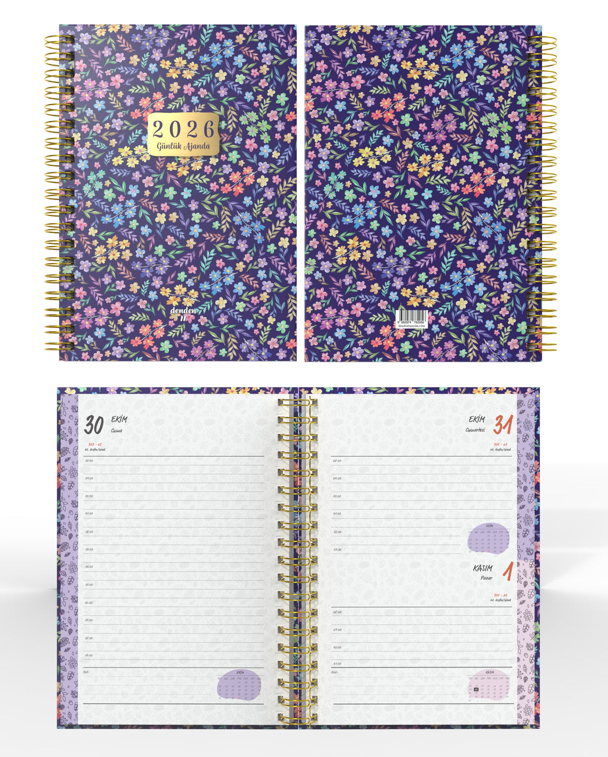 Denden Spiralli 2026 Günlük Ajanda Flowers 4 - görünüm 2 / 6
