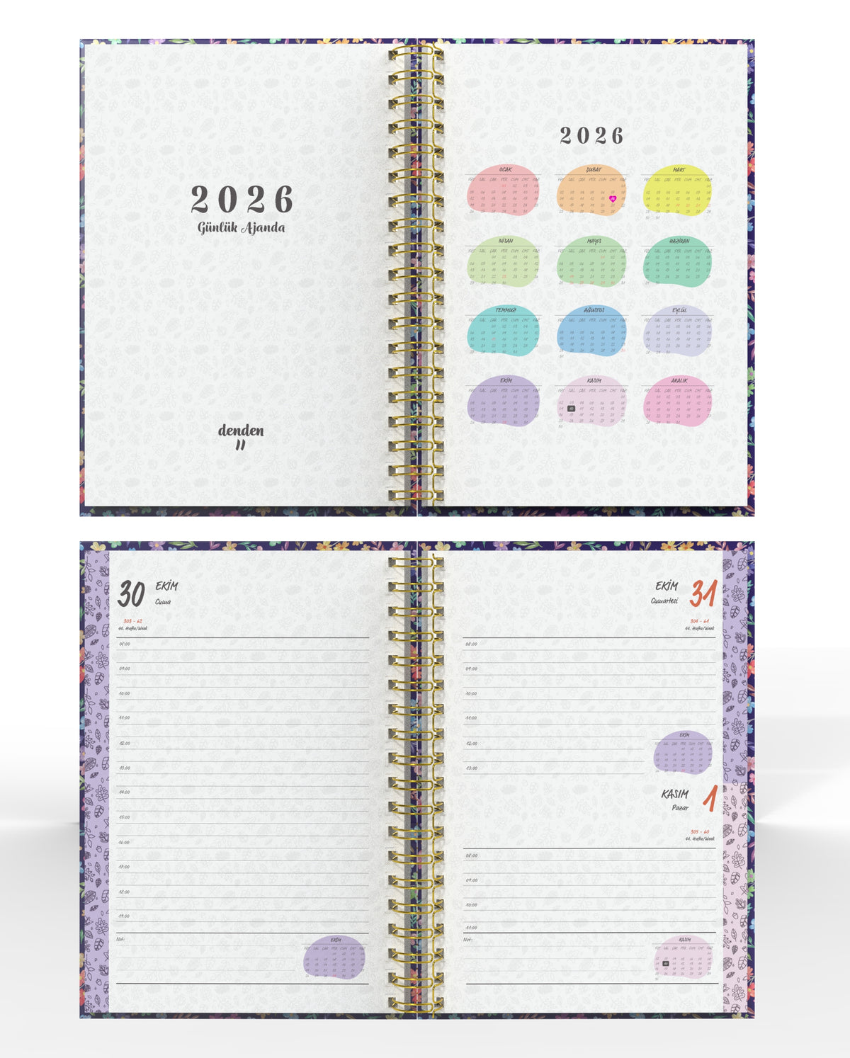 Denden Spiralli 2026 Günlük Ajanda Flowers 4 - görünüm 3 / 6