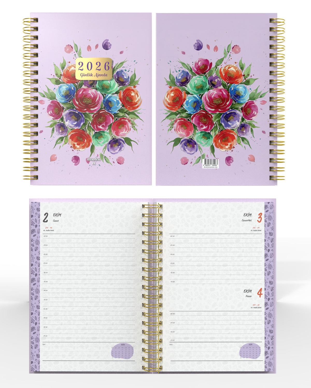 Denden Spiralli 2026 Günlük Ajanda Flowers 5 - görünüm 2 / 6