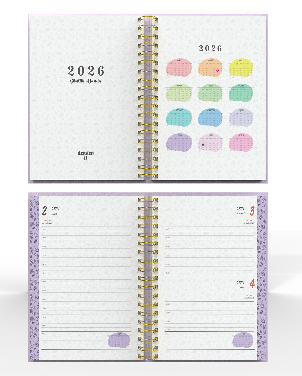 Denden Spiralli 2026 Günlük Ajanda Flowers 5 - görünüm 3 / 6