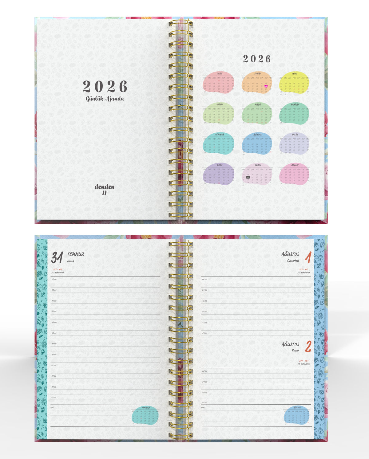 Denden Spiralli 2026 Günlük Ajanda Flowers 6 - görünüm 3 / 6