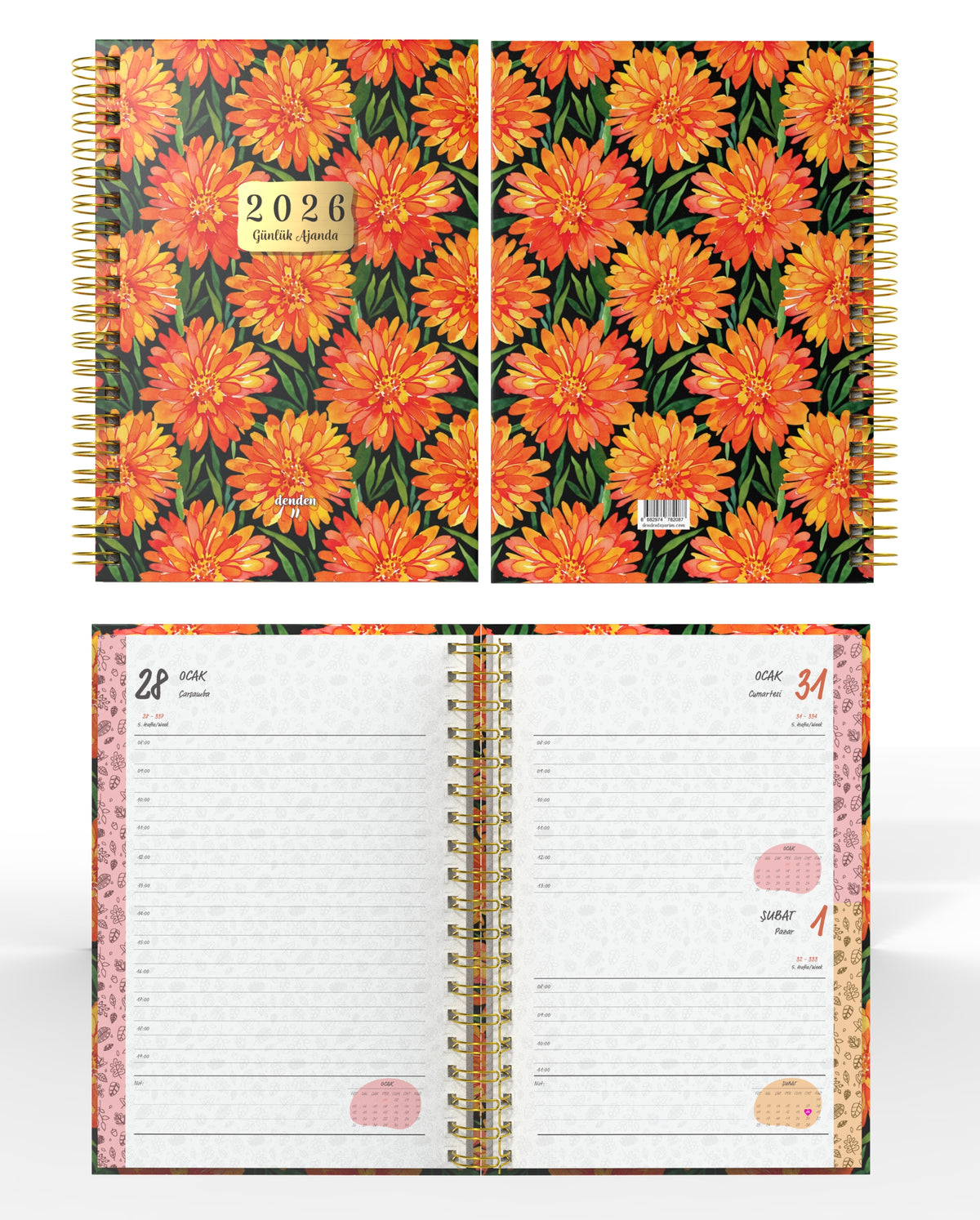 Denden Spiralli 2026 Günlük Ajanda Flowers 7 - görünüm 2 / 6