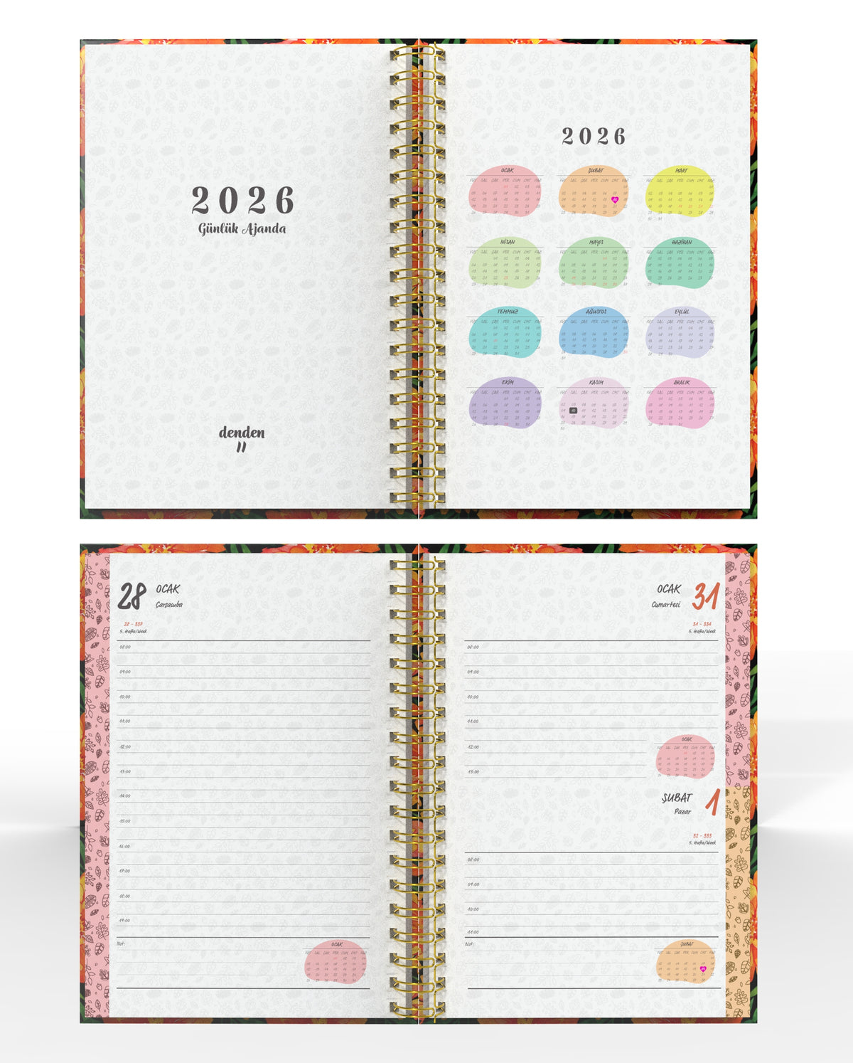 Denden Spiralli 2026 Günlük Ajanda Flowers 7 - görünüm 3 / 6