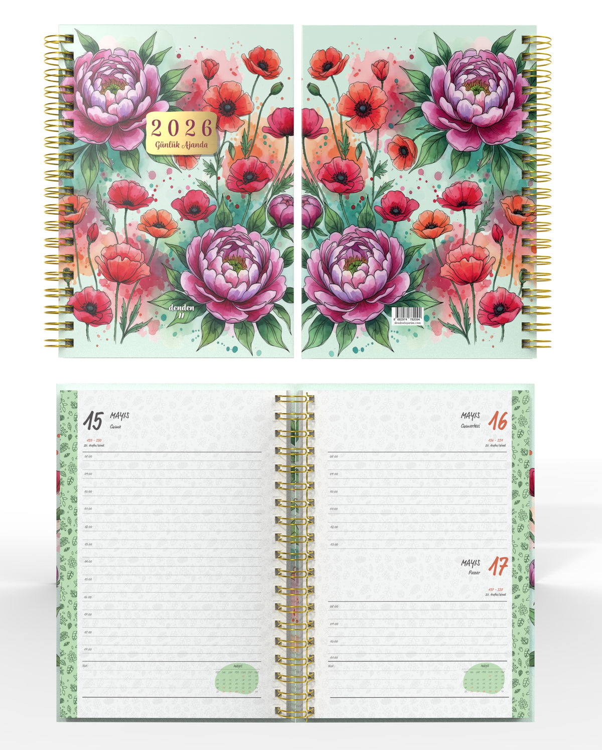 Denden Spiralli 2026 Günlük Ajanda Flowers 8 - görünüm 2 / 6