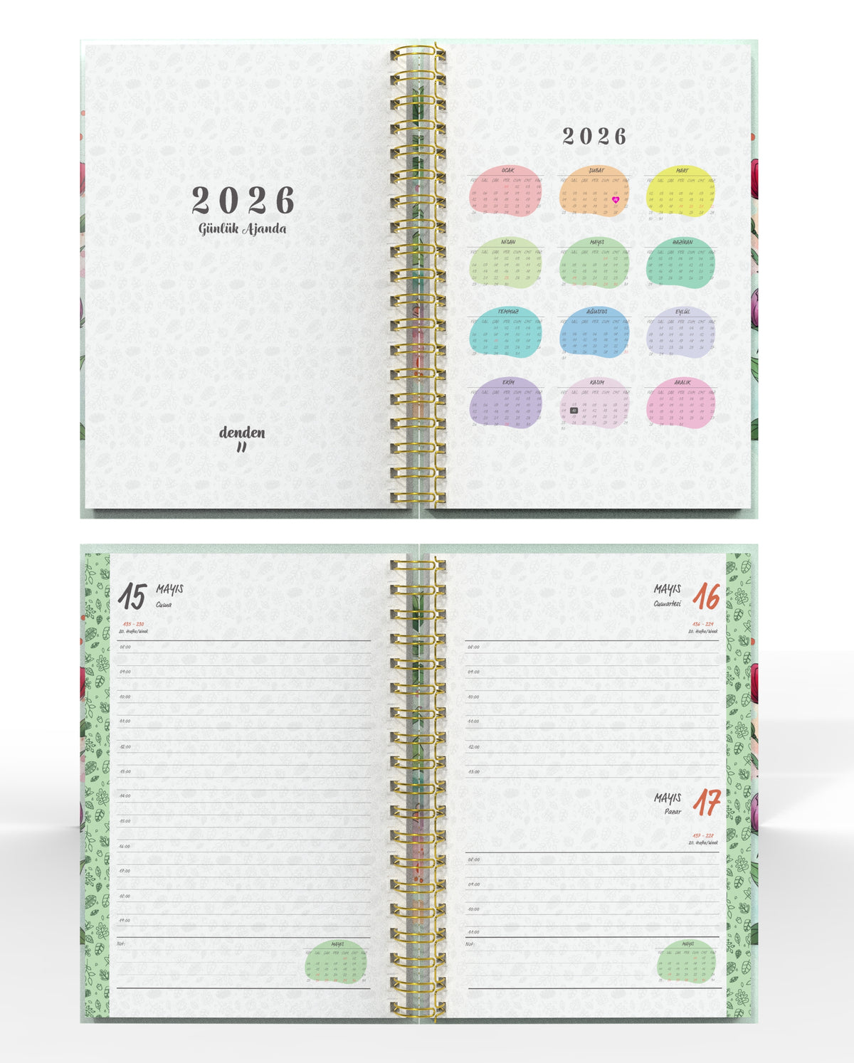 Denden Spiralli 2026 Günlük Ajanda Flowers 8 - görünüm 3 / 6