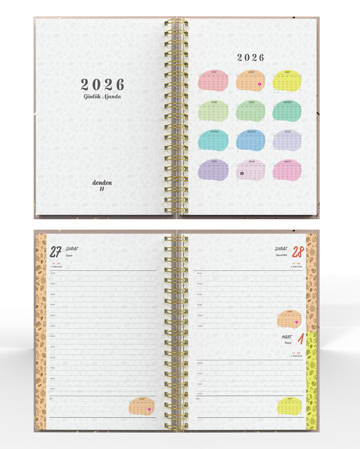 Denden Spiralli 2026 Günlük Ajanda Mermer Bej - görünüm 3 / 6