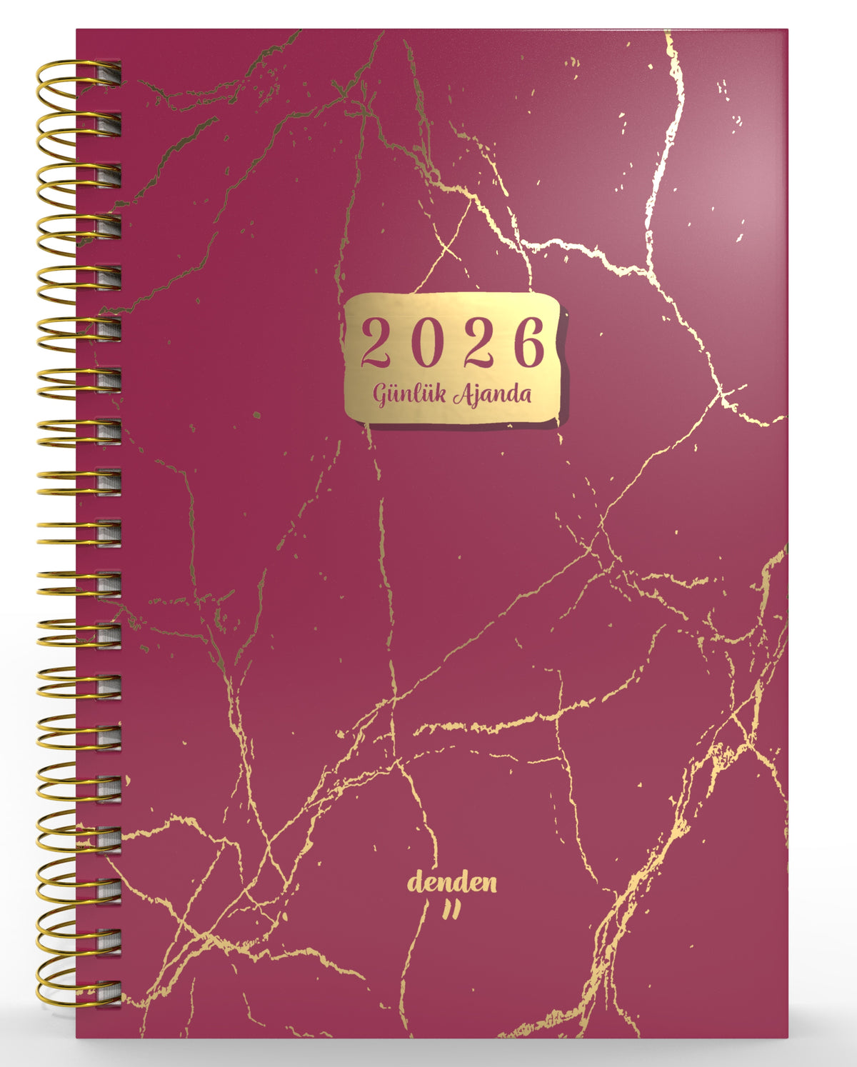 Denden Spiralli 2026 Günlük Ajanda Mermer Kırmızı - görünüm 1 / 6