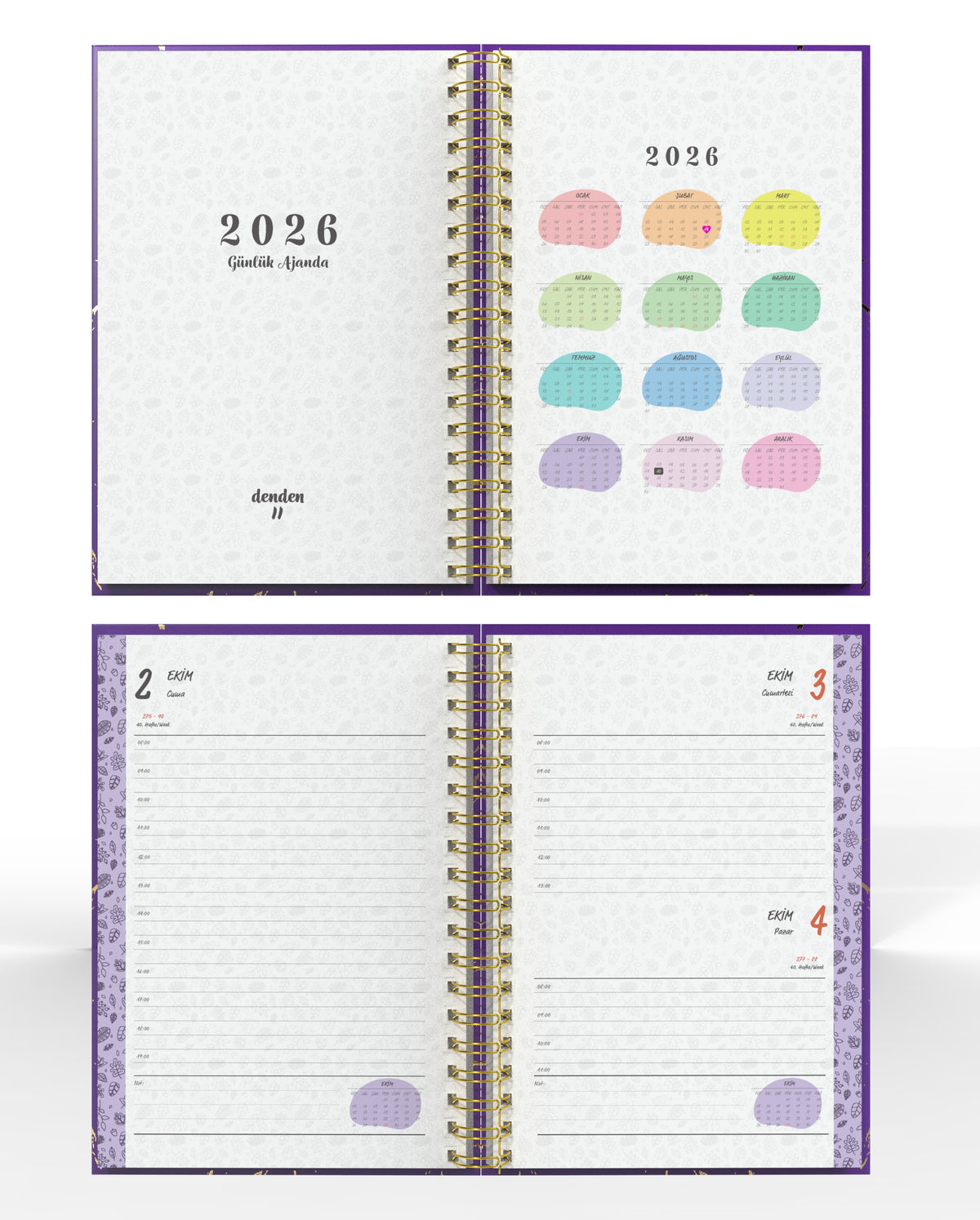 Denden Spiralli 2026 Günlük Ajanda Mermer Mor - görünüm 3 / 6