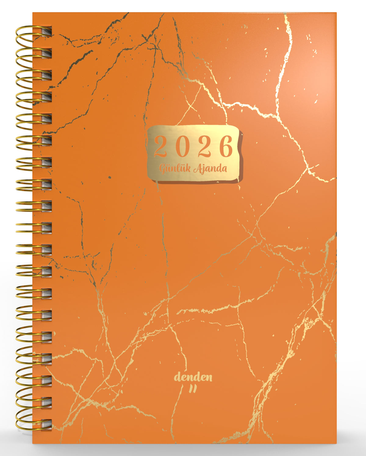 Denden Spiralli 2026 Günlük Ajanda Mermer Turuncu - görünüm 1 / 6