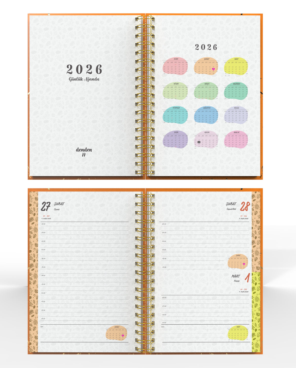 Denden Spiralli 2026 Günlük Ajanda Mermer Turuncu - görünüm 3 / 6