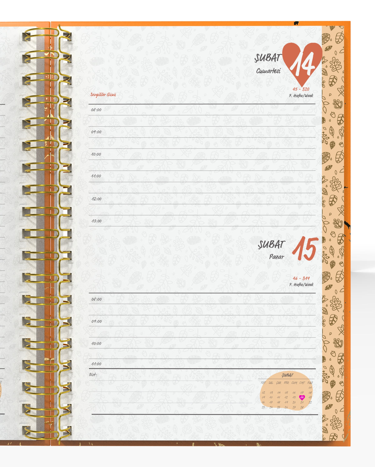 Denden Spiralli 2026 Günlük Ajanda Mermer Turuncu - görünüm 5 / 6