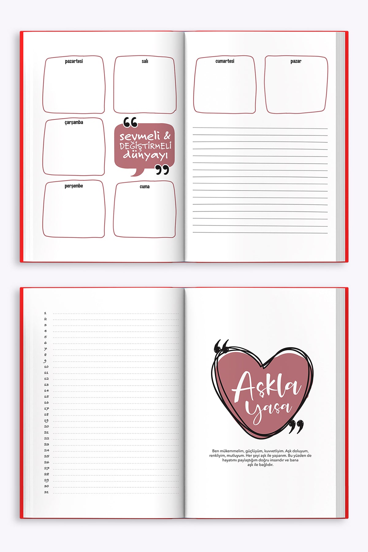 Melimelek Kırmızı Zamansız Ajanda, 16.5x21 cm - görünüm 5 / 5