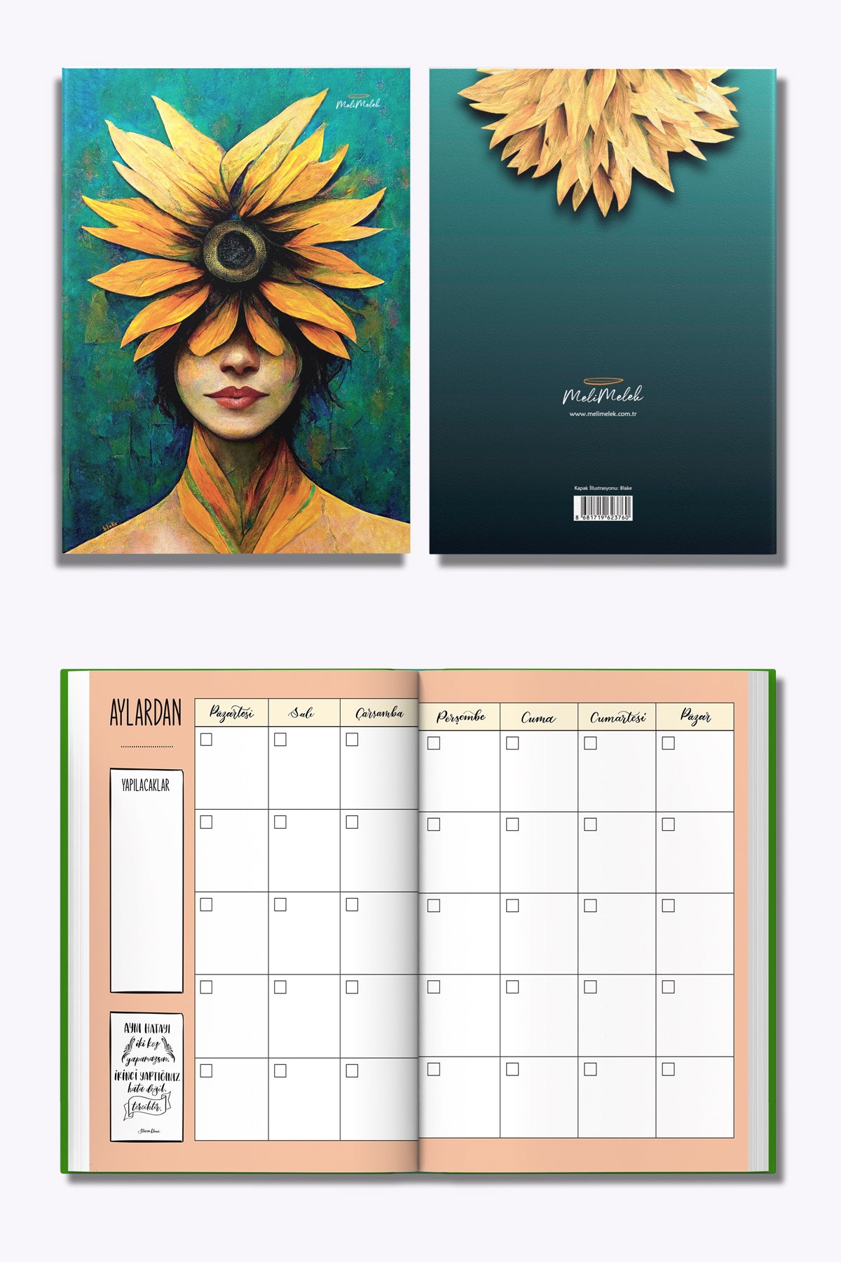 Melimelek Sun Flower  Zamansız Ajanda, 16.5x23.5 cm - görünüm 5 / 6