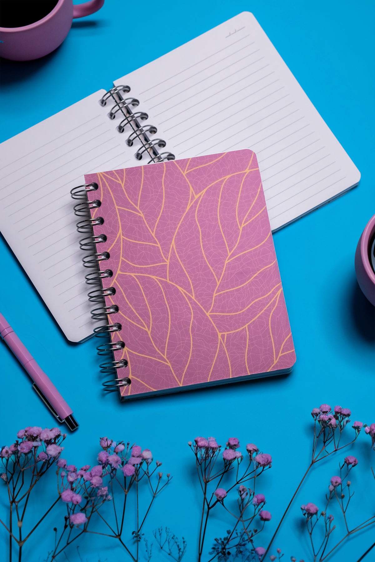 Fuşya Dal Spiralli Defter 12x17 - görünüm 1 / 6