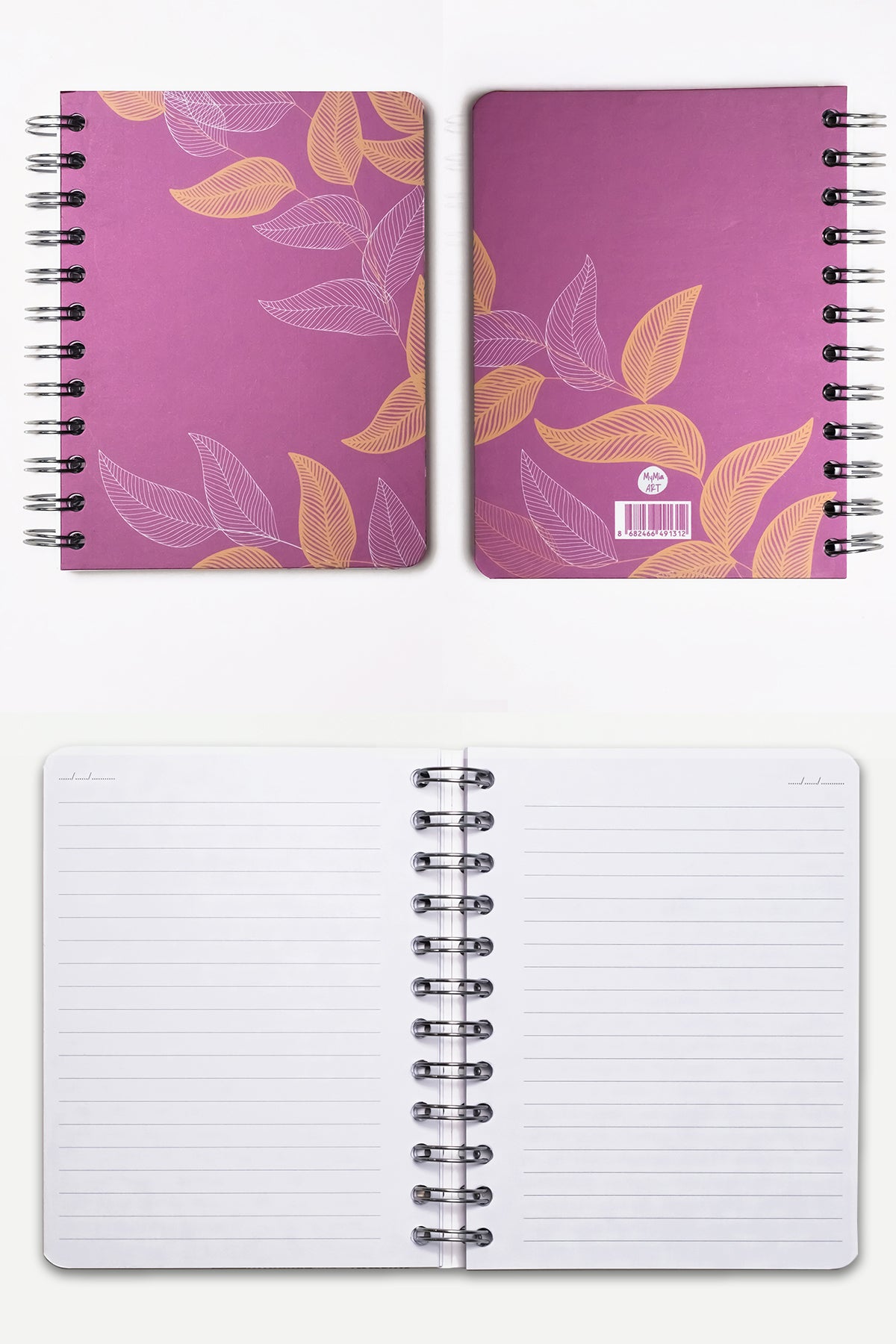 My Mia Art Fuşya Yaprak Spiralli Defter 12x17 - görünüm 4 / 6