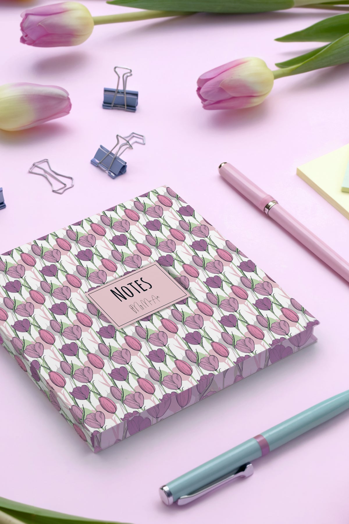 My Mia Art Pembe Lale  Kenar Baskılı Defter, 16x16 cm - görünüm 2 / 4