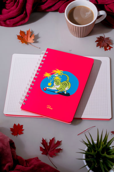 Prestij Cute Cat Neon Pembe Spiralli Kareli Defter