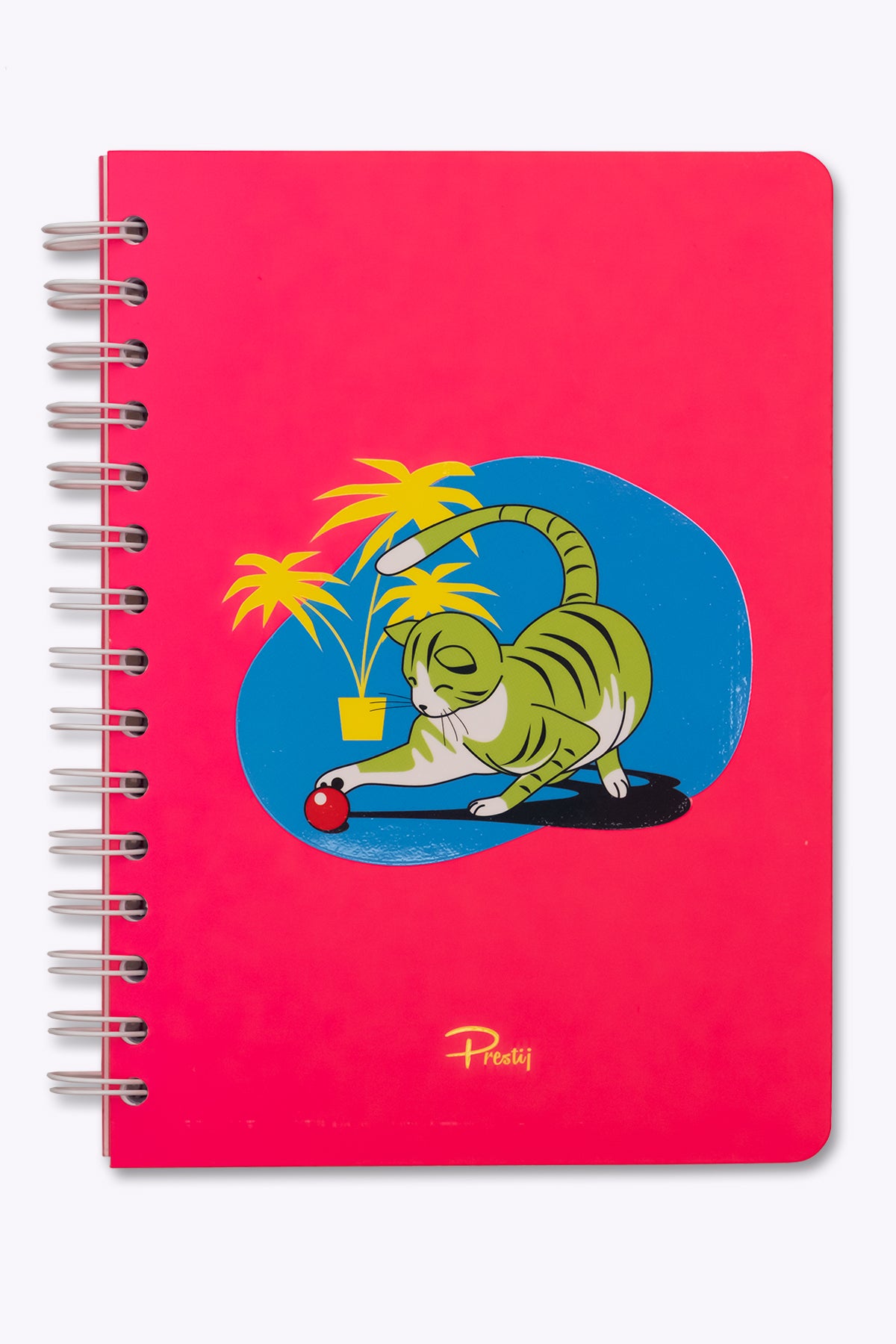 Prestij Cute Cat Neon Pembe Spiralli Kareli Defter - görünüm 2 / 5
