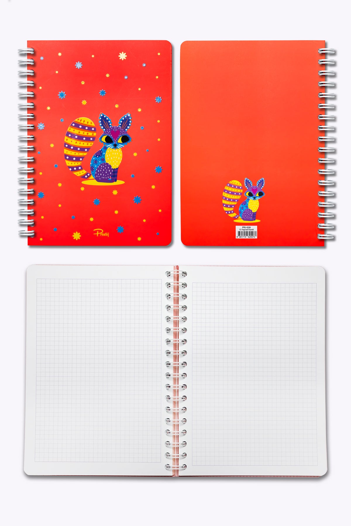 Prestij Cute Rabbit Neon Turuncu Kareli Defter - görünüm 2 / 5