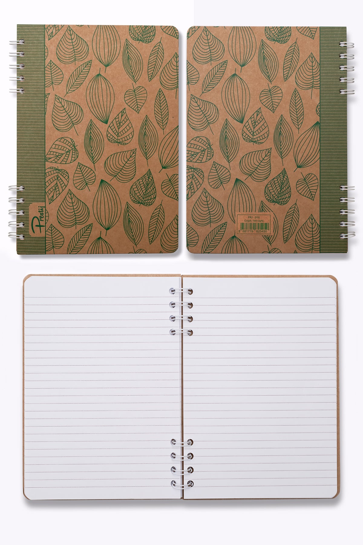 Prestij Green Leaves Kraft Çizgili Defter 17x24 - görünüm 3 / 4