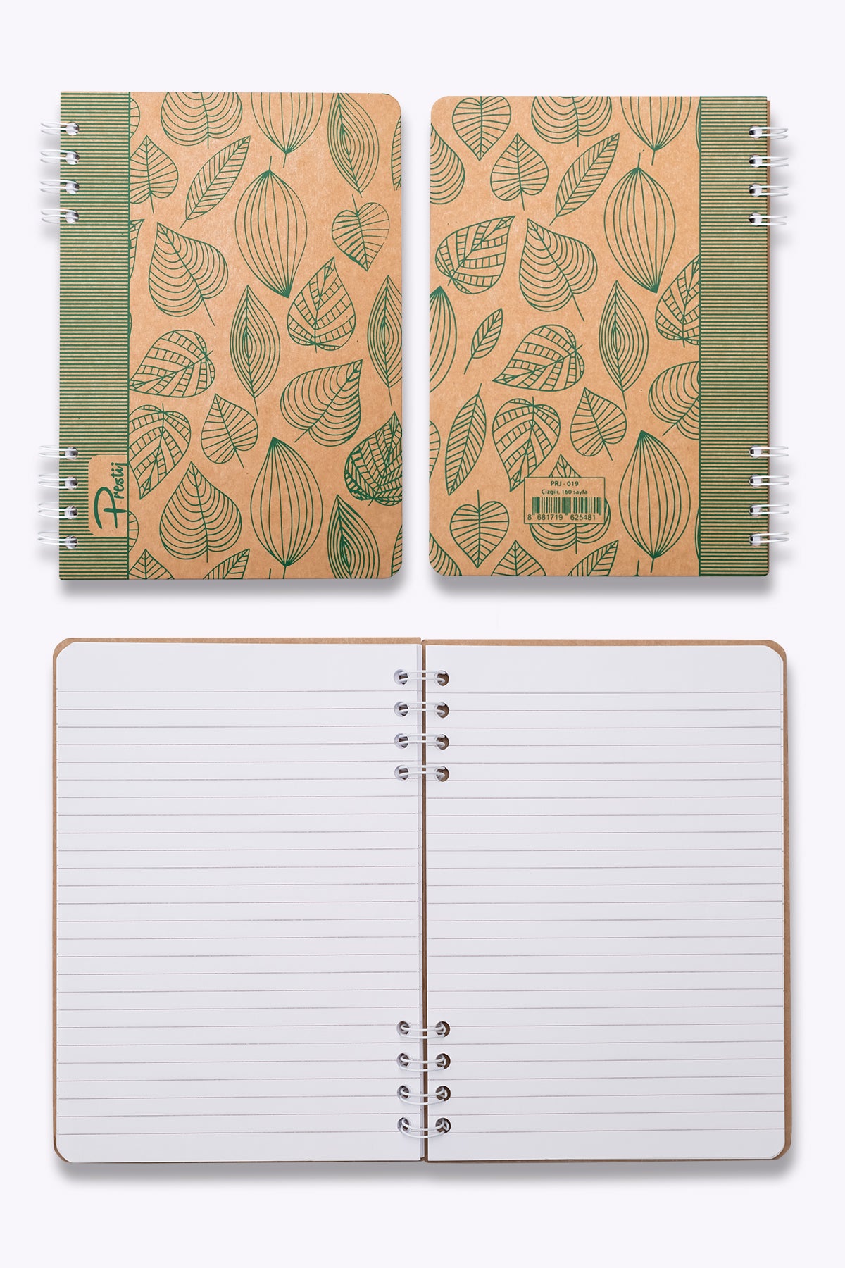 Prestij Green Leaves Kraft Çizgili Defter - görünüm 3 / 4