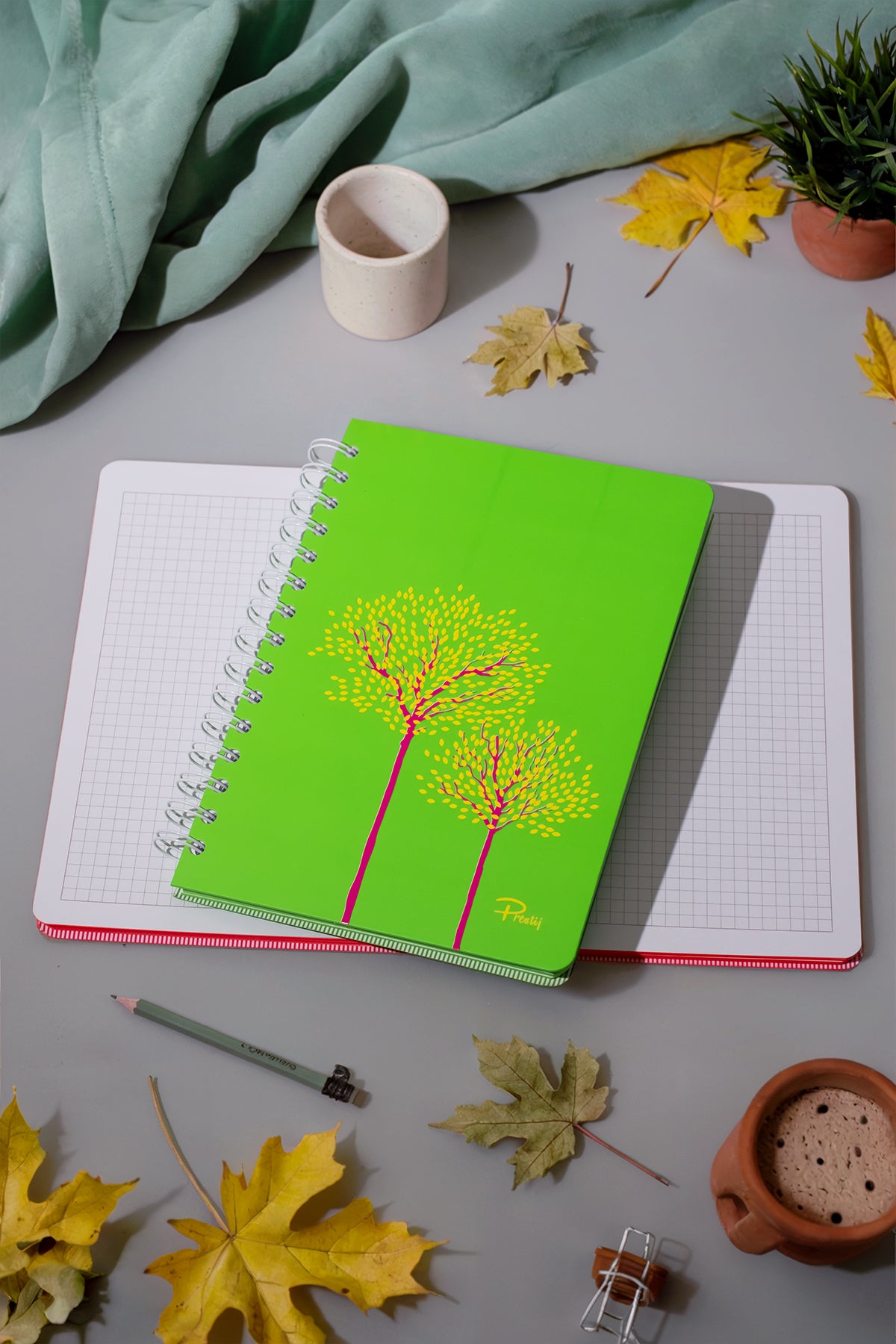 Prestij Hardwood Neon Spiralli Kareli Defter - görünüm 1 / 5