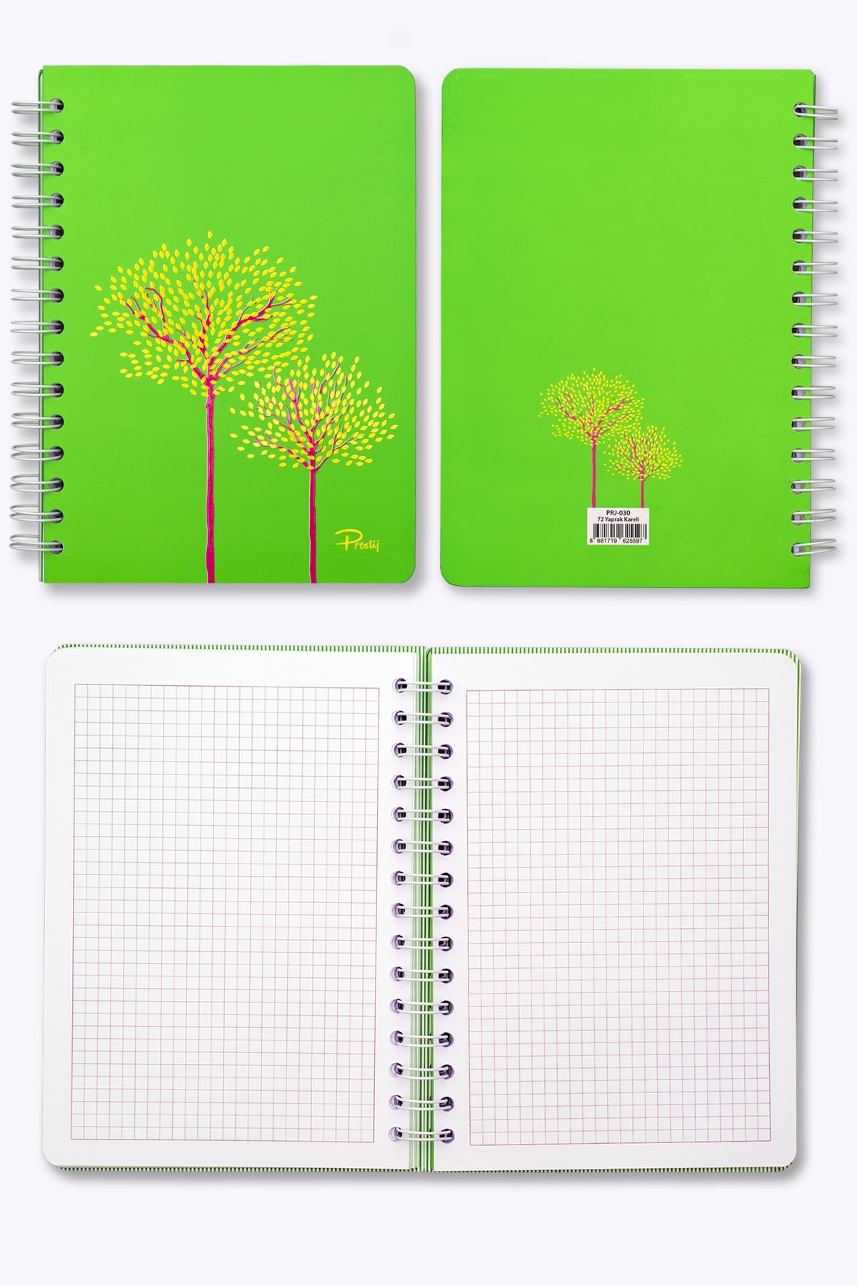 Prestij Hardwood Neon Spiralli Kareli Defter - görünüm 3 / 5