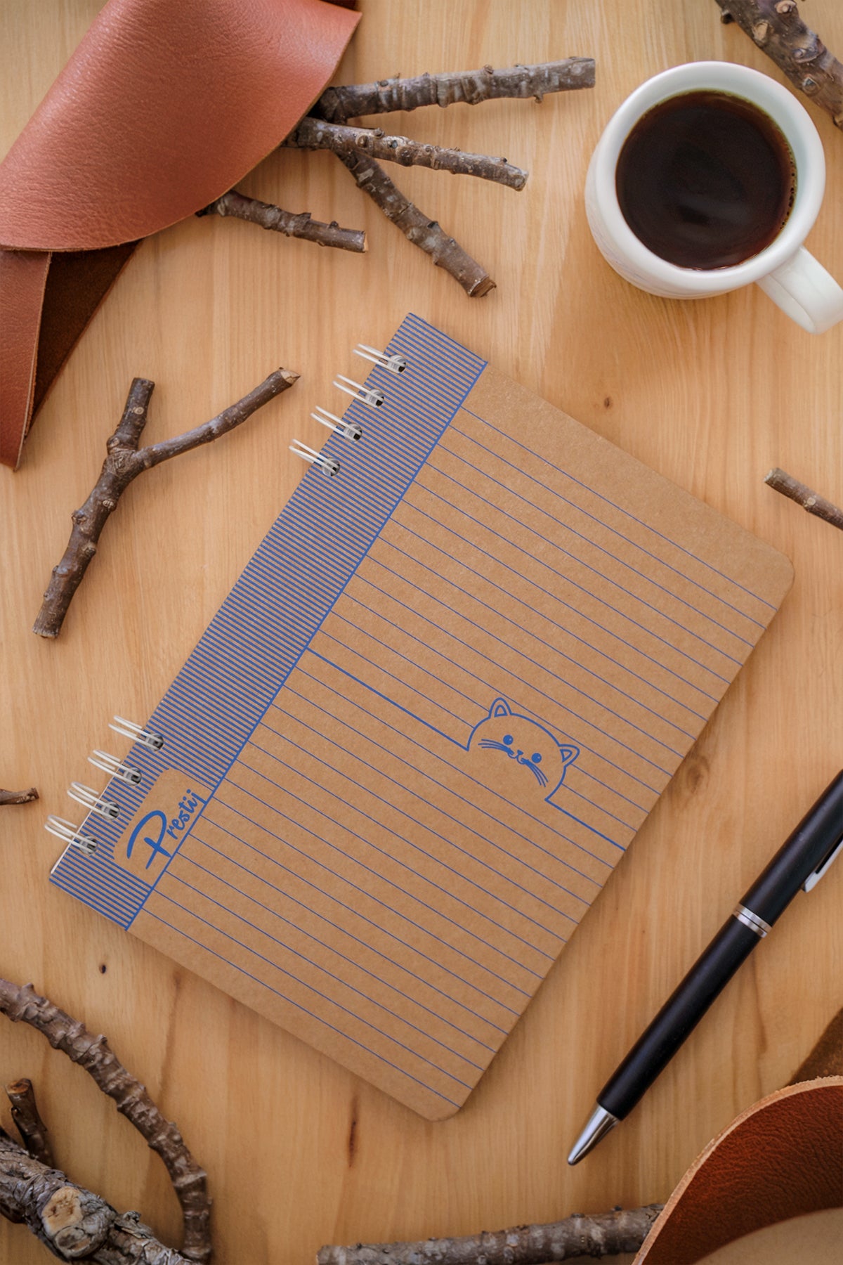 Prestij Kitty Kraft Çizgili Defter - görünüm 1 / 3